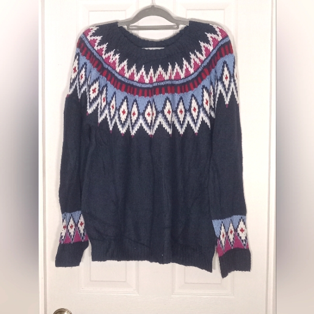 Fair Isle Style Cotton Blend crew neck sweater St. John's Bay